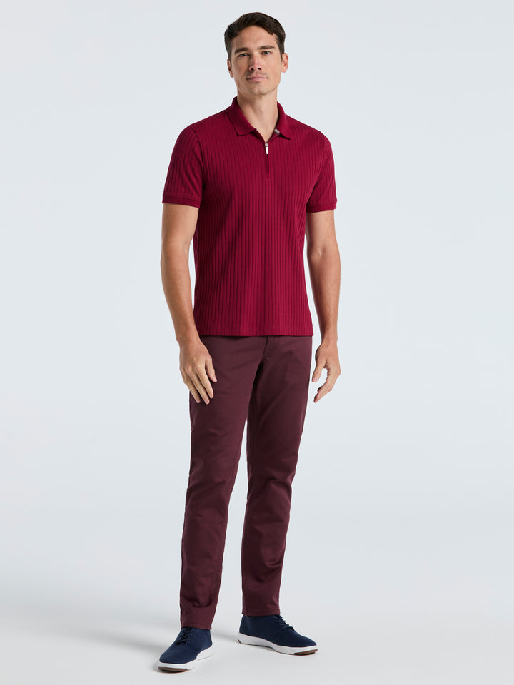 Quarter Zip Ribbed Polo (Rumba Red) 