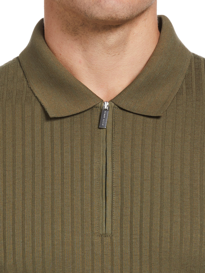 Quarter Zip Ribbed Polo (Beetle) 