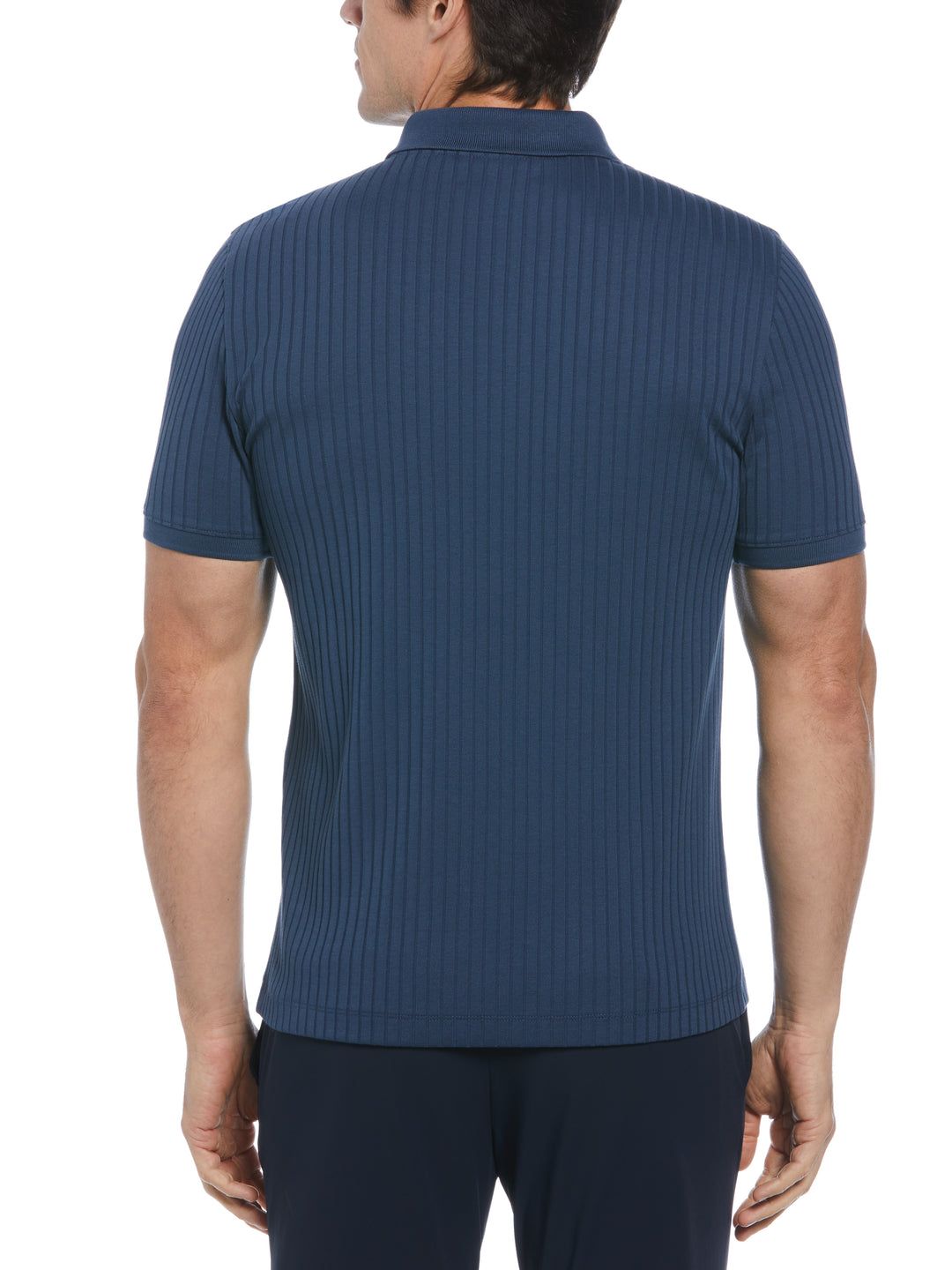 Quarter Zip Ribbed Polo (Dark Denim) 