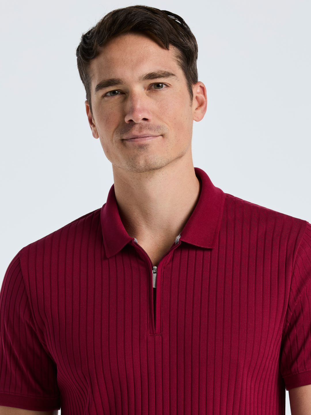 Quarter Zip Ribbed Polo (Rumba Red) 