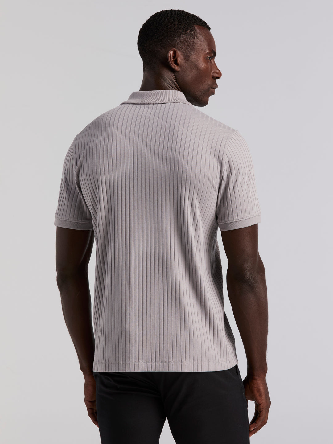 Quarter Zip Ribbed Polo (Chiseled Stone) 