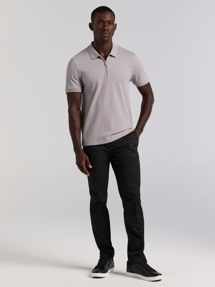 Quarter Zip Ribbed Polo (Chiseled Stone) 