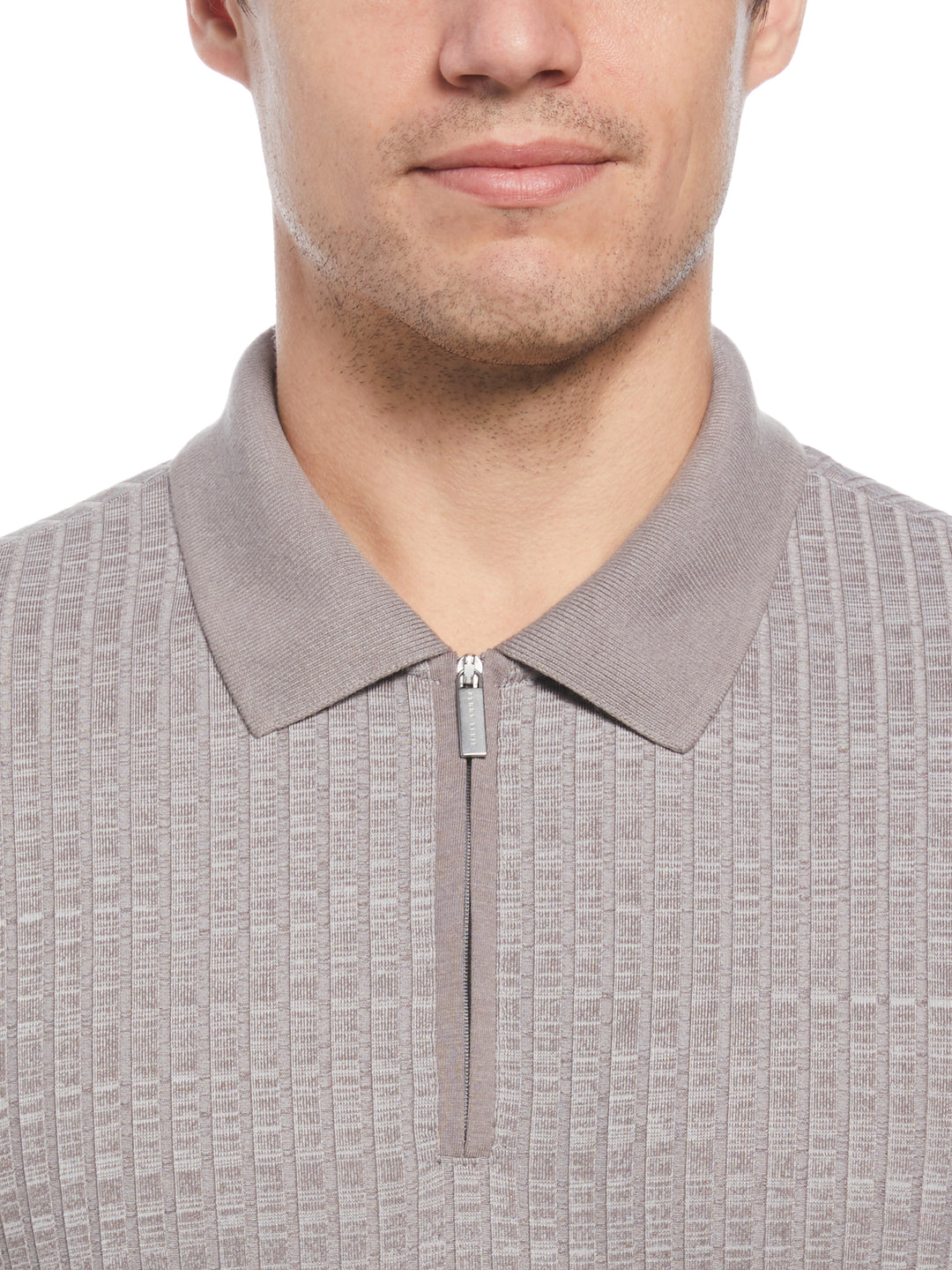 Quarter Zip Ribbed Polo (Smoked Heather) 