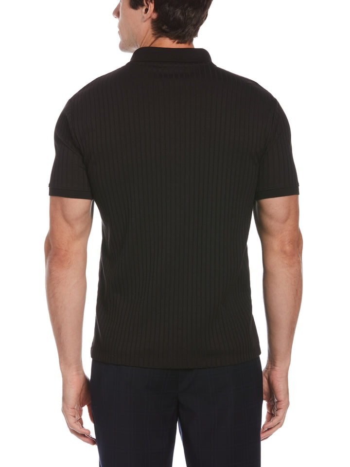 Quarter Zip Ribbed Polo (Black) 