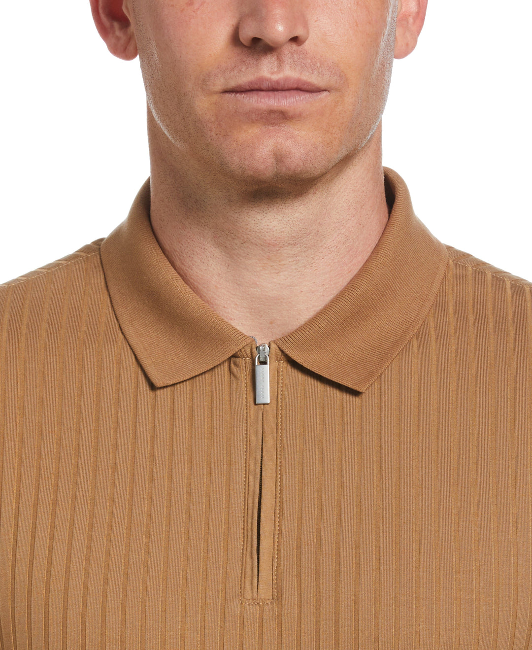 Quarter Zip Ribbed Polo (Otter) 