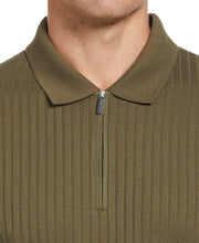 Quarter Zip Ribbed Polo (Beetle) 