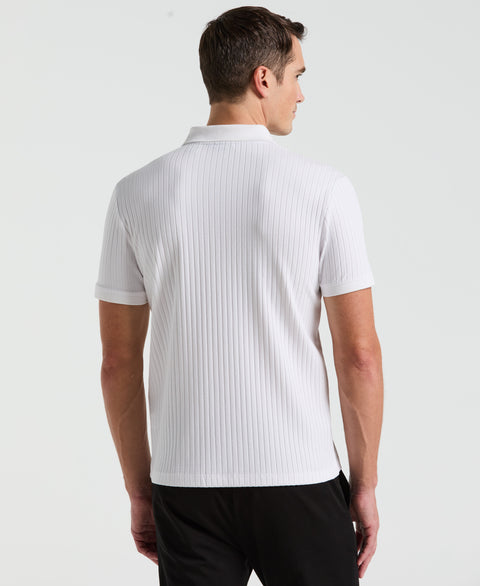 Quarter Zip Ribbed Polo (Bright White) 