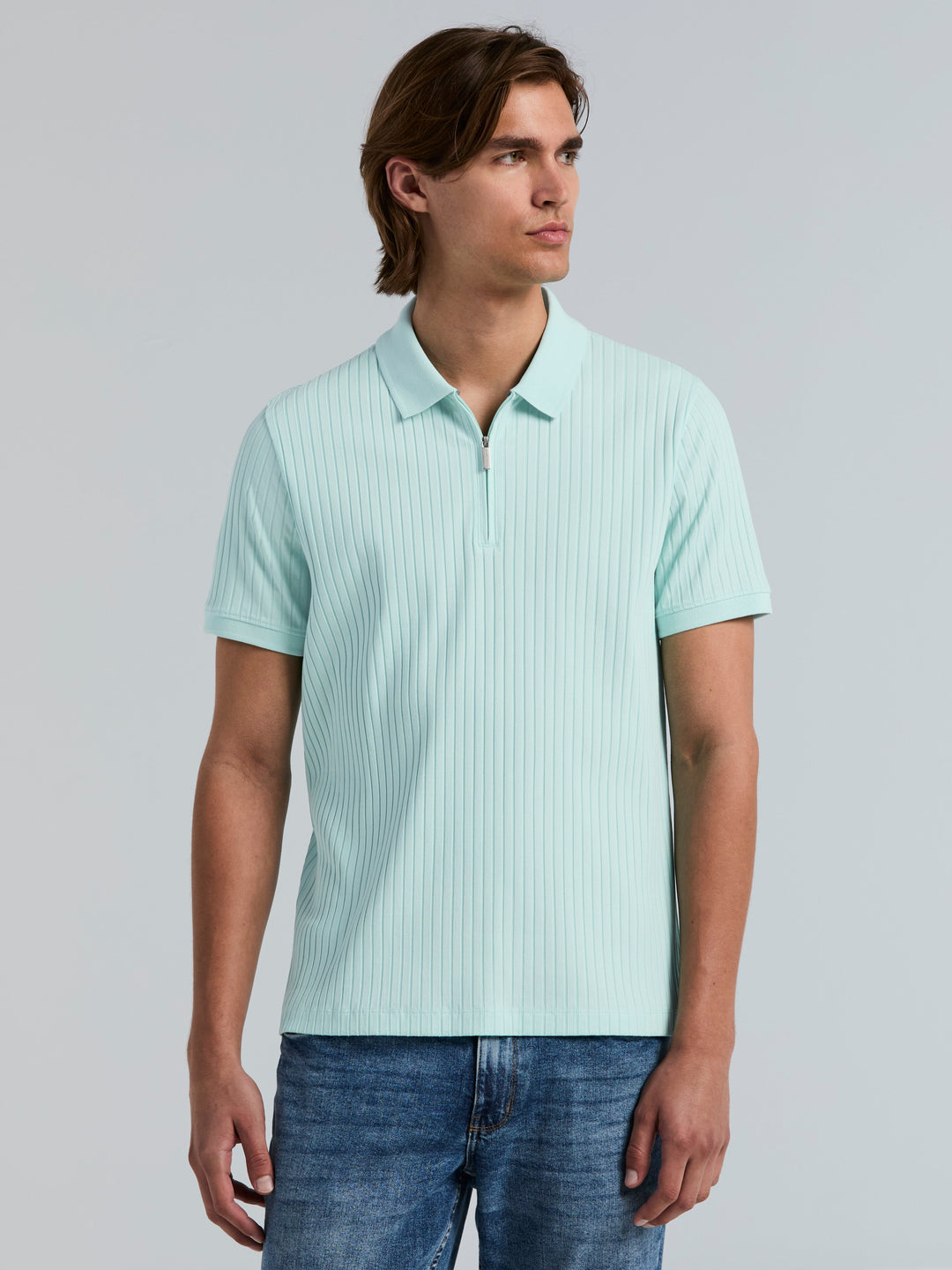 Quarter Zip Ribbed Polo