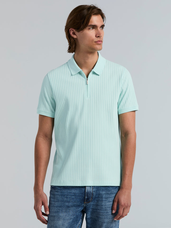 Quarter Zip Ribbed Polo