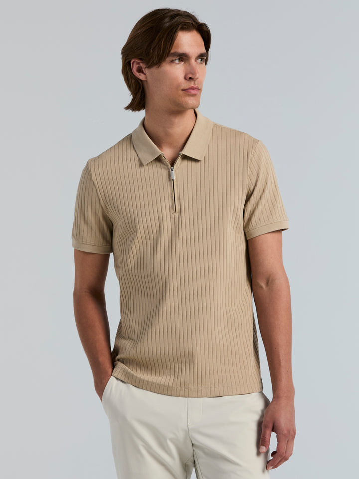 Quarter Zip Ribbed Polo (Trench Coat) 