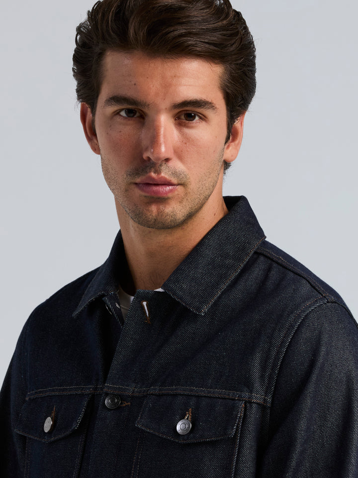 Rugged Raw Denim Jacket (Dark Indigo) 
