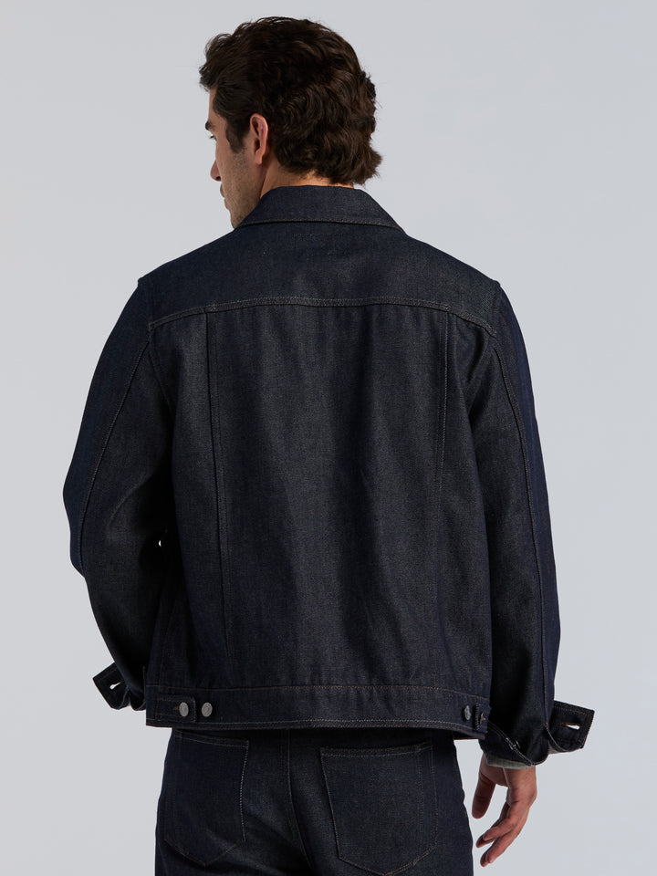 Rugged Raw Denim Jacket (Dark Indigo) 