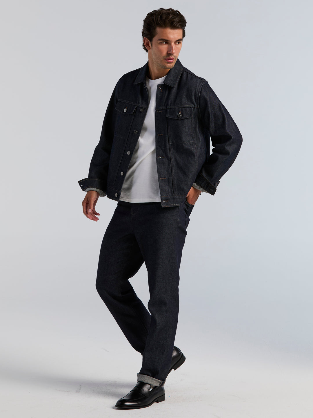 Rugged Raw Denim Jacket (Dark Indigo) 