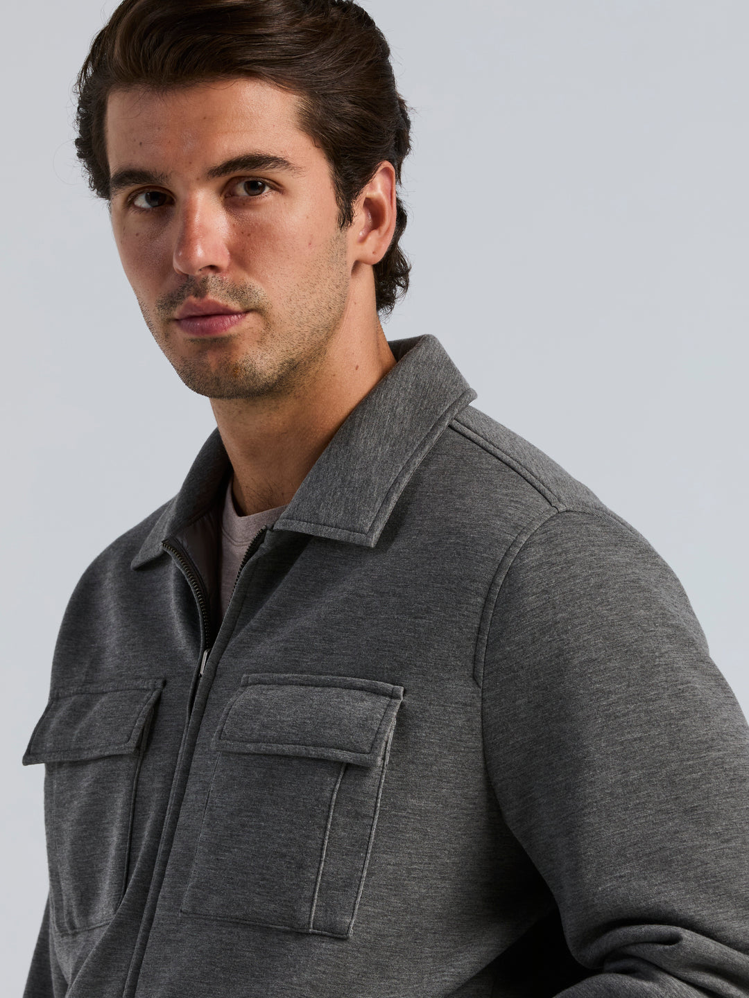 Reversible Knit Scuba Jacket (Magnet Htr) 
