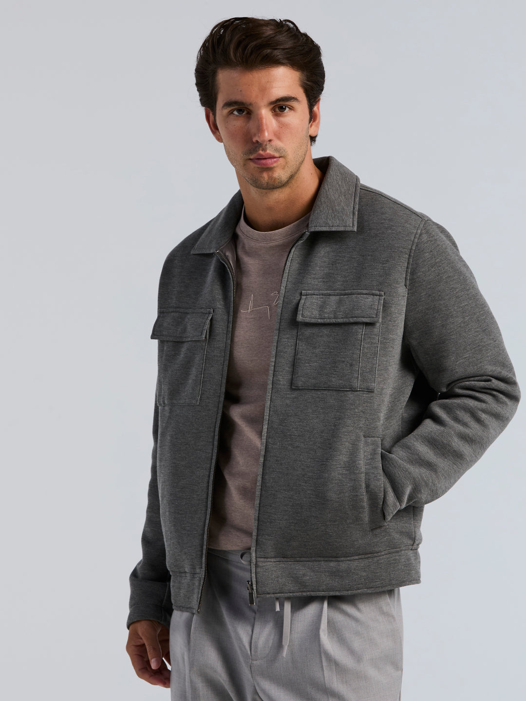 Reversible Knit Scuba Jacket (Magnet Htr) 