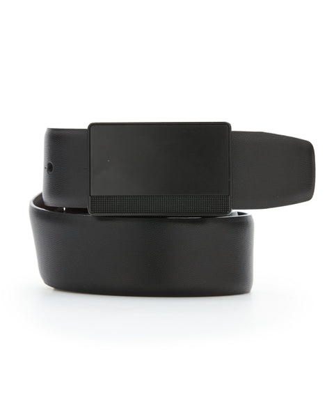 Reversible Leather Belt with Black Pattern Plaque (Blk20) 