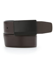 Reversible Leather Belt with Black Pattern Plaque (Blk20) 