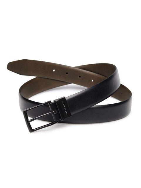 Reversible Skinny Leather Belt Blk20 Perry Ellis