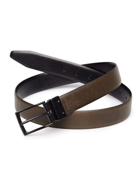 Reversible Skinny Leather Belt Blk20 Perry Ellis