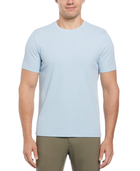 Rib Knit Crew Neck Tee (Cerulean) 