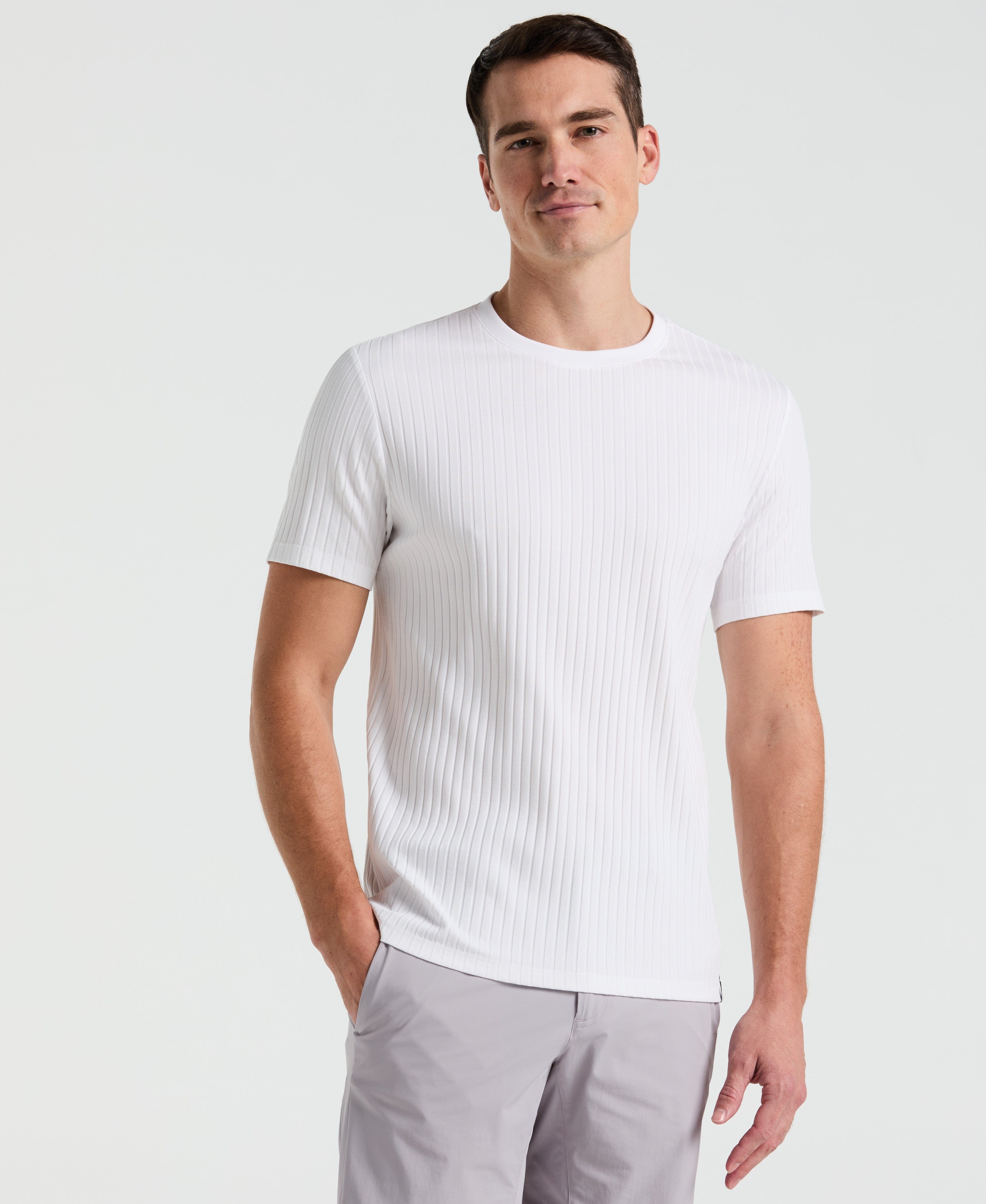 Ribbed Crew Neck Tee | Perry Ellis