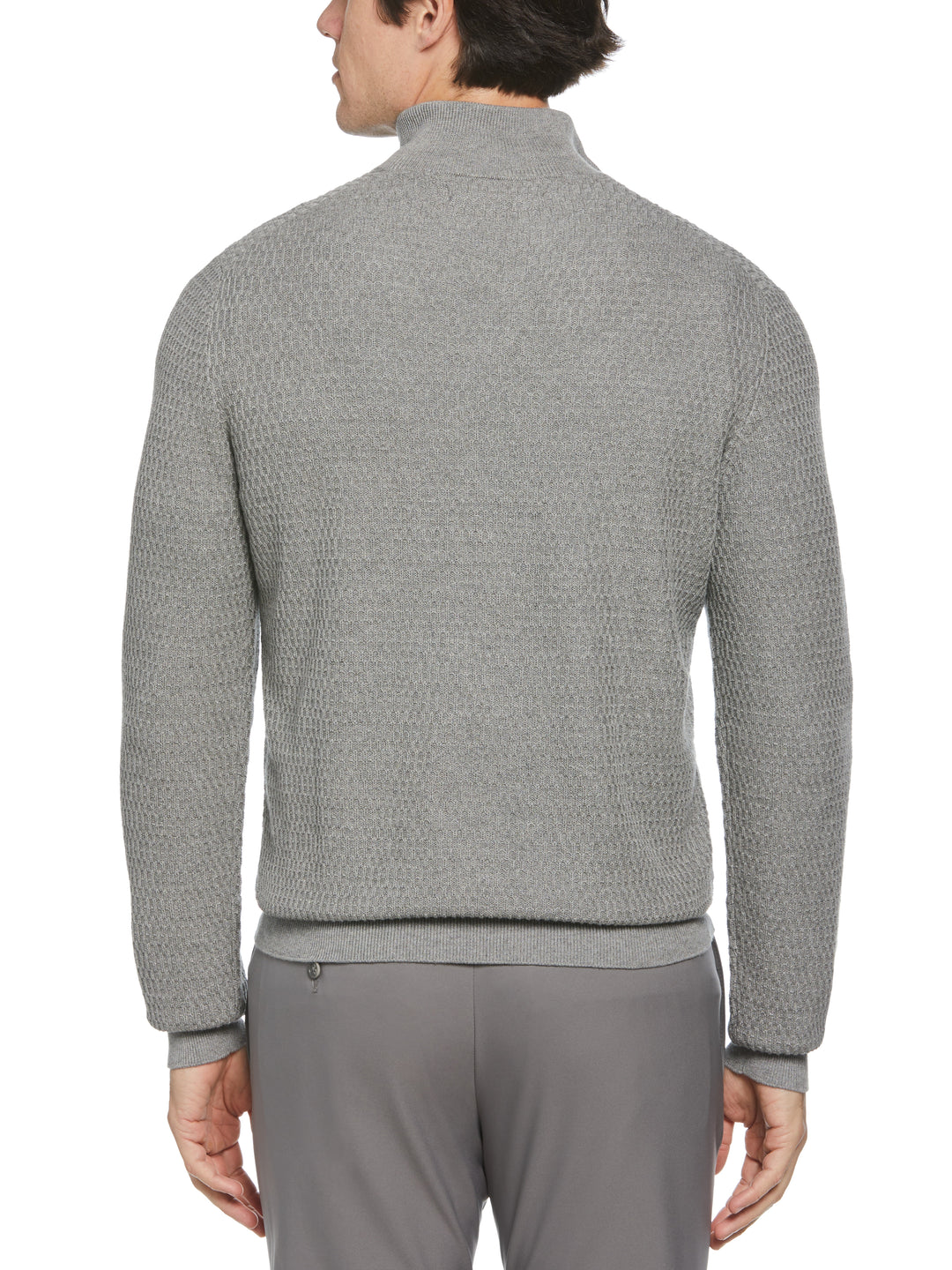 Ribbed Mock Neck 1/4 Zip Sweater (Smoked Heather) 