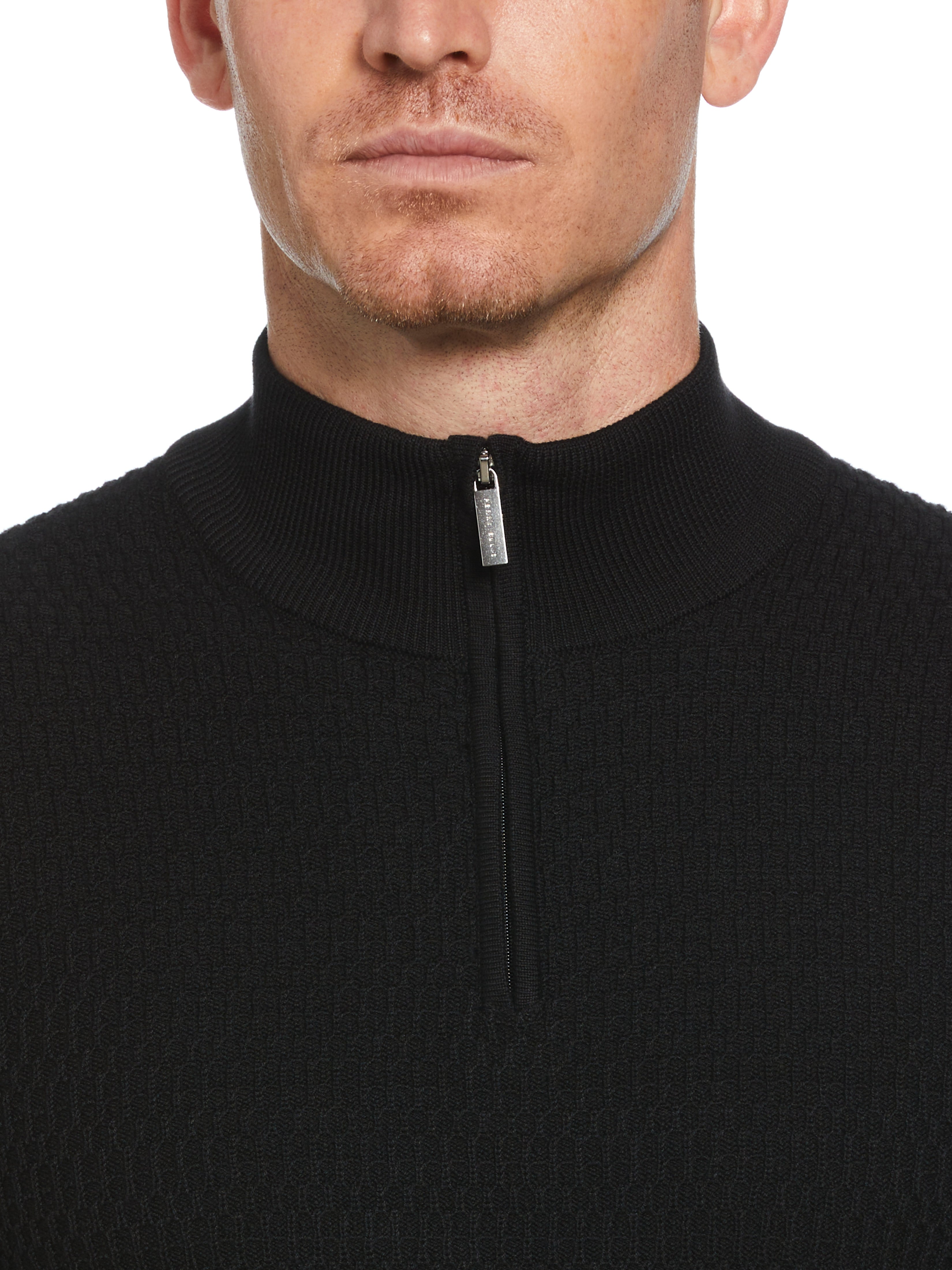 Perry Ribbed Mock Neck 1/4 Zip Sweater – Perry Ellis