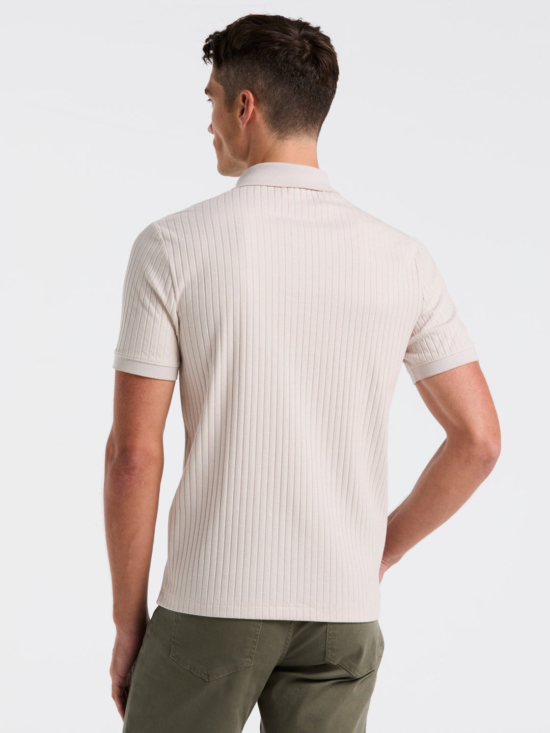 Rib Zip Polo Shirt (Island Fossil) 