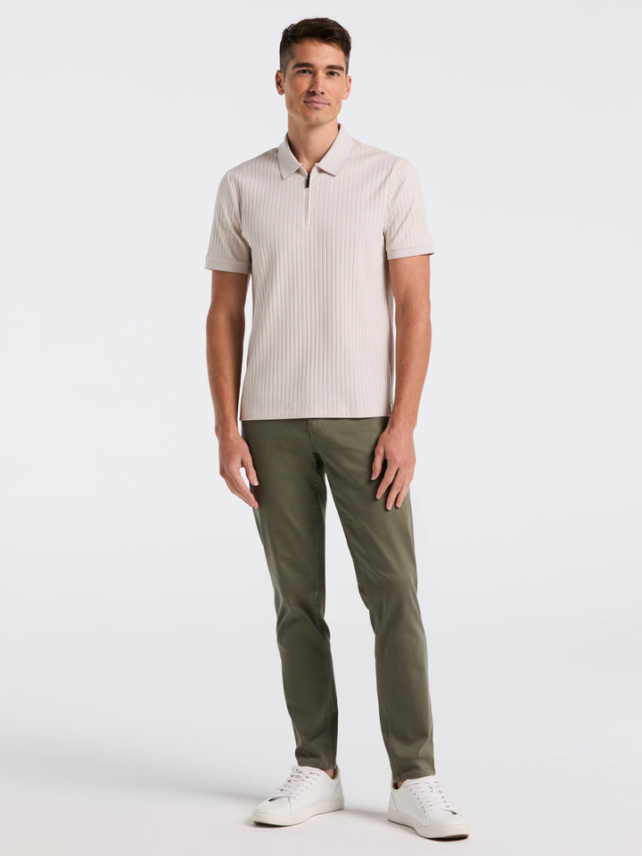 Rib Zip Polo Shirt (Island Fossil) 