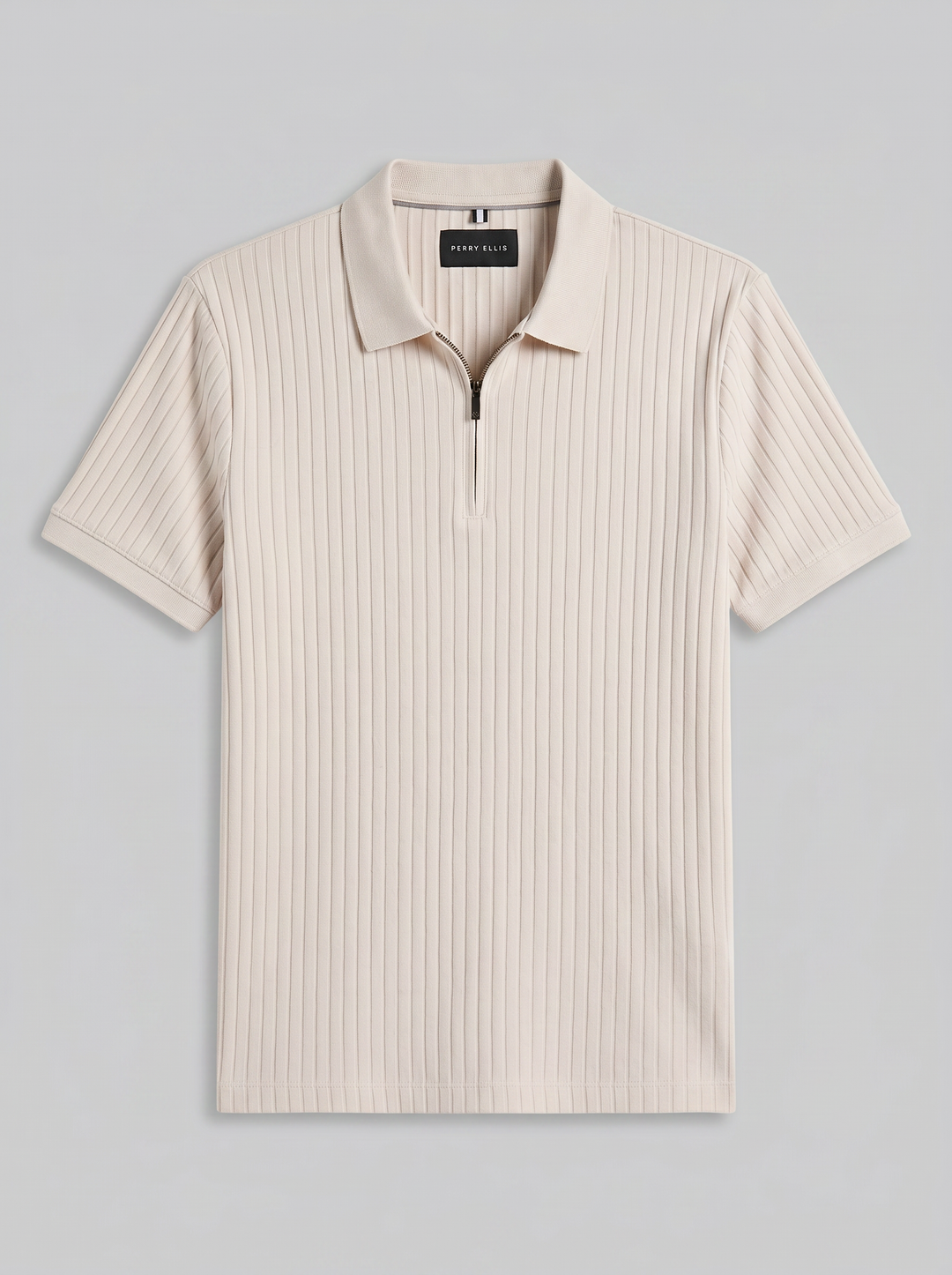 Ribbed Quarter Zip Heathered Polo