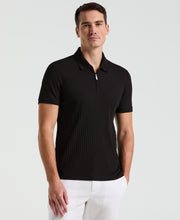 Quarter Zip Ribbed Polo (Black) 