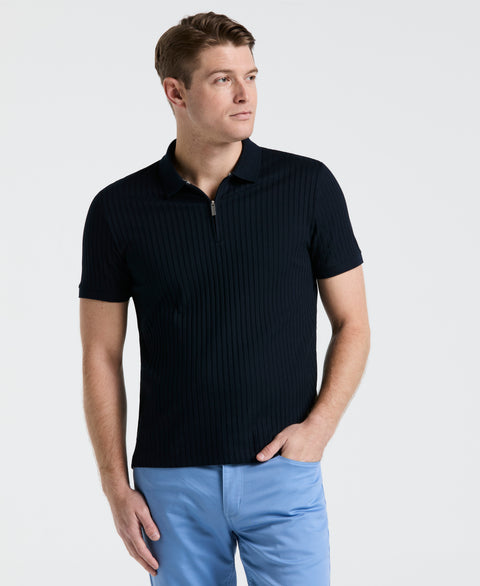 Quarter Zip Ribbed Polo (Dark Sapphire) 