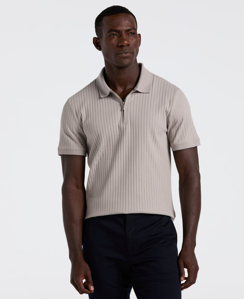 Quarter Zip Ribbed Polo (Drizzle) 