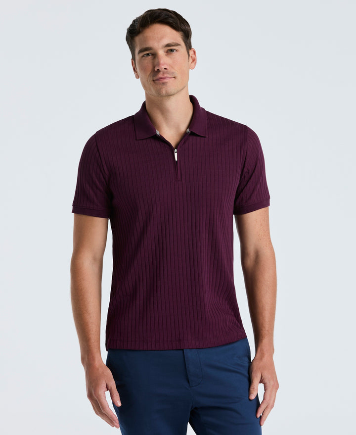 Quarter Zip Ribbed Polo (Potent Purple) 
