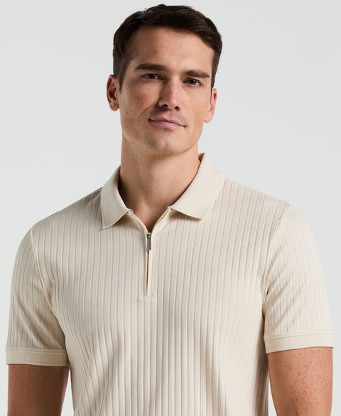 Quarter Zip Ribbed Polo (Birch) 