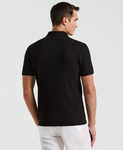 Quarter Zip Ribbed Polo (Black) 