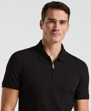 Quarter Zip Ribbed Polo (Black) 
