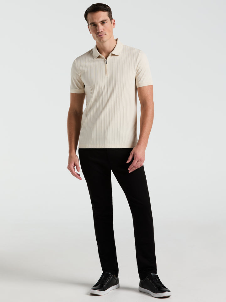 Quarter Zip Ribbed Polo (Birch) 