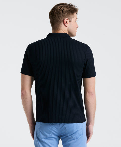 Quarter Zip Ribbed Polo (Dark Sapphire) 