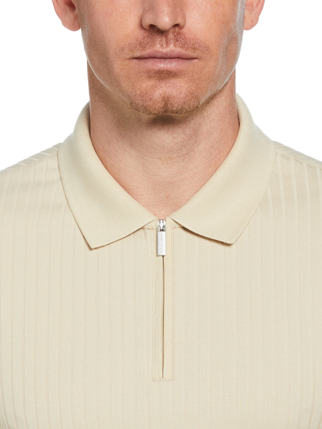 Quarter Zip Ribbed Polo (Castle Wall) 