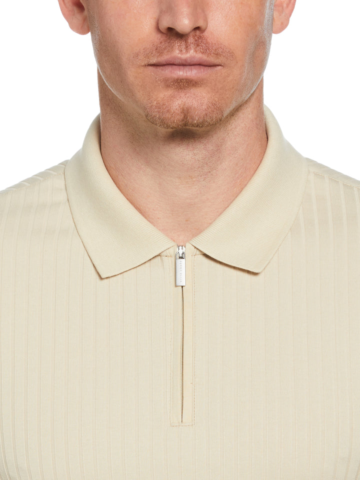 Quarter Zip Ribbed Polo (Castle Wall) 