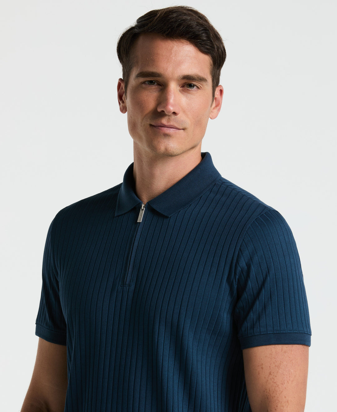Quarter Zip Ribbed Polo (Moonlight Ocean) 