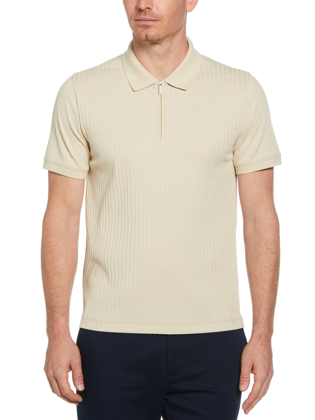 Quarter Zip Ribbed Polo (Castle Wall) 