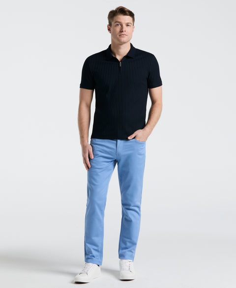 Quarter Zip Ribbed Polo (Dark Sapphire) 
