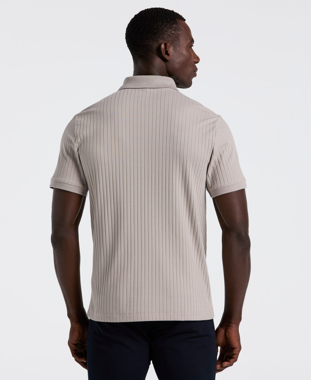 Quarter Zip Ribbed Polo (Drizzle) 