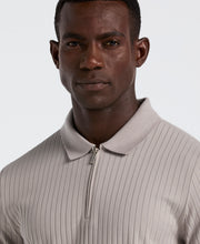 Quarter Zip Ribbed Polo (Drizzle) 