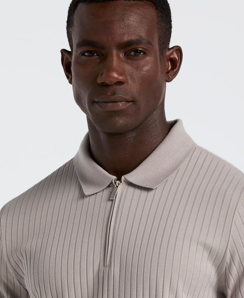 Quarter Zip Ribbed Polo (Drizzle) 