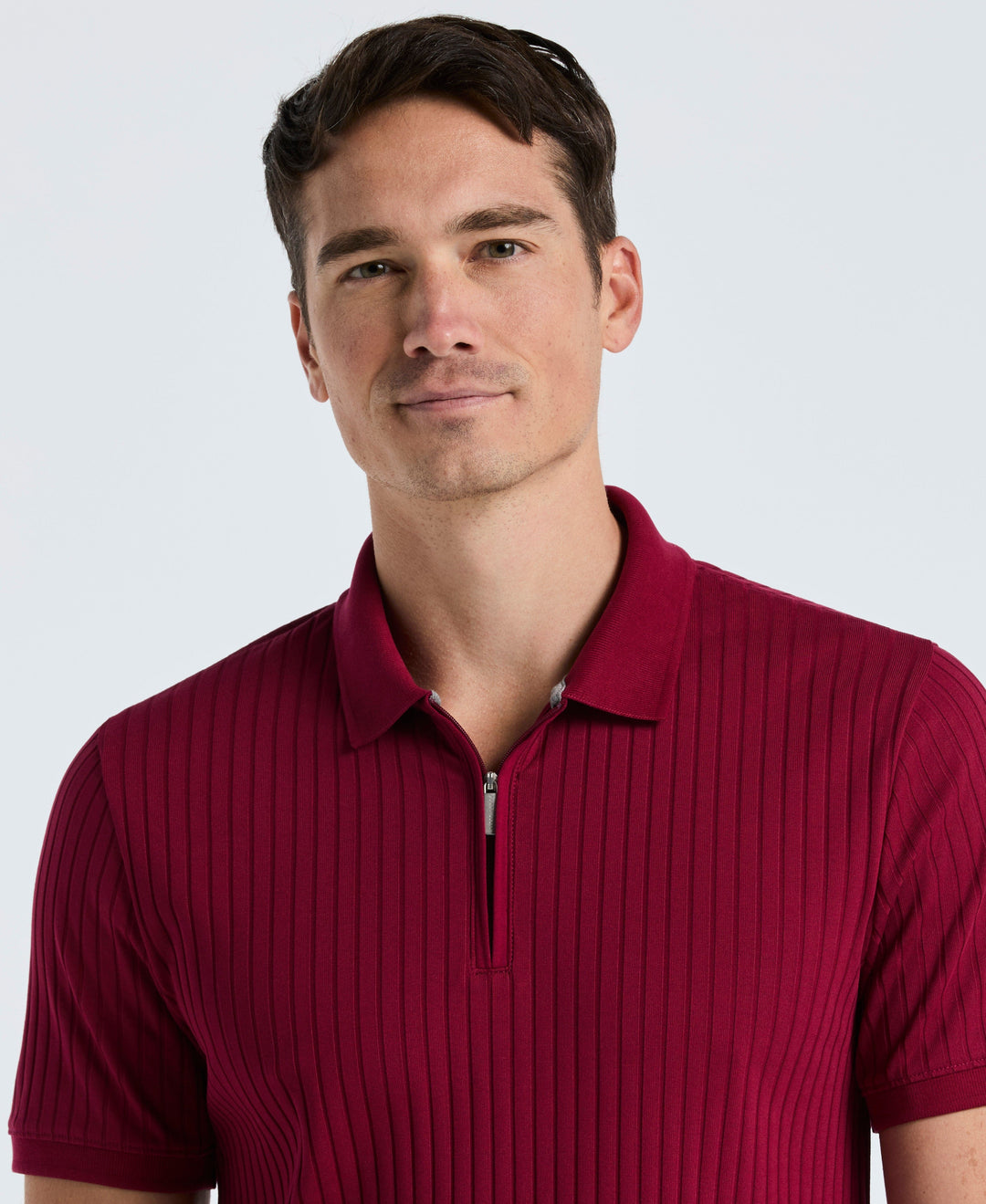 Quarter Zip Ribbed Polo (Rumba Red) 