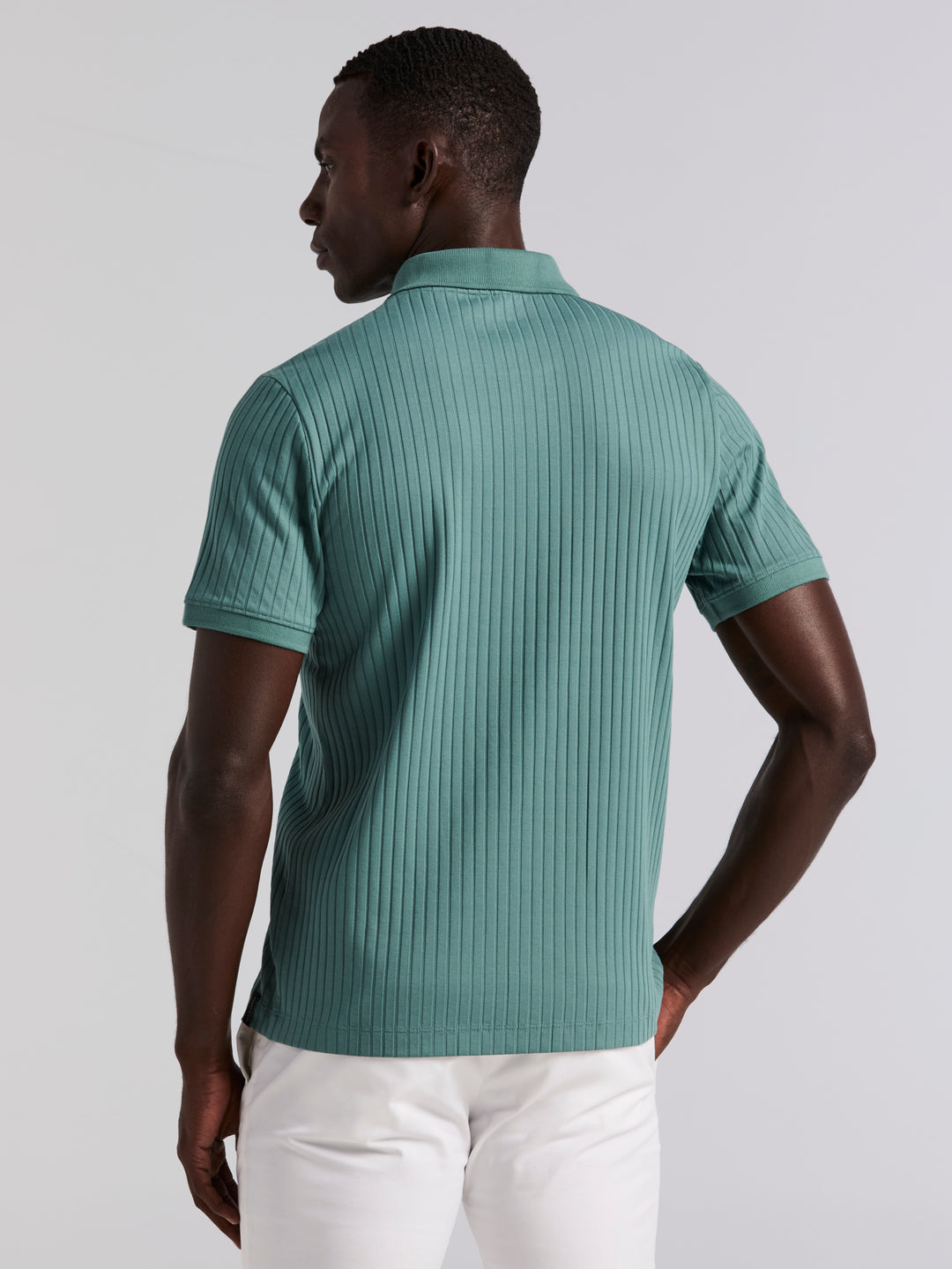 Quarter Zip Ribbed Polo (Sea Pine) 