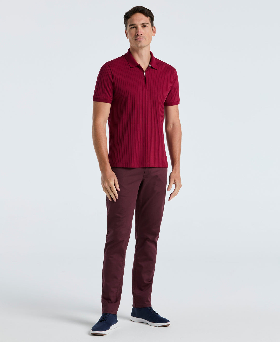 Quarter Zip Ribbed Polo (Rumba Red) 